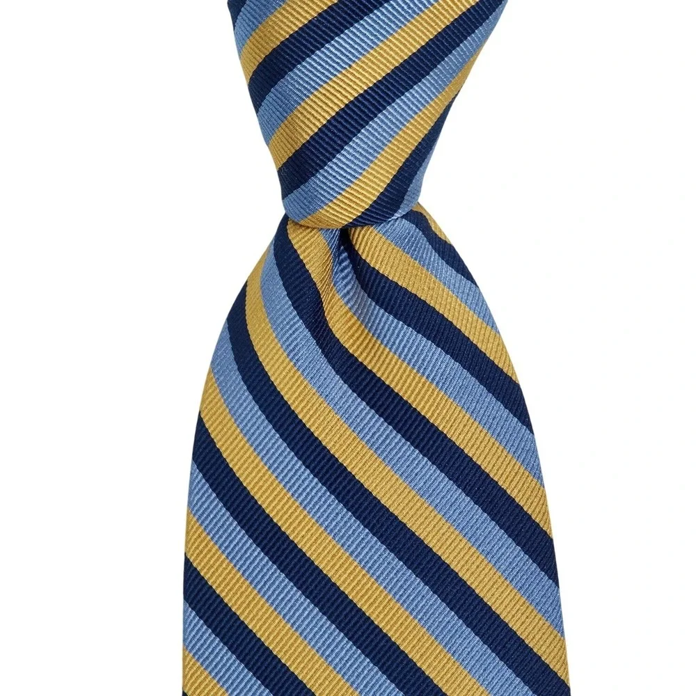 Jos. A. Bank Tie‎ Mens OS Blue Gold Striped Executive Collection Silk